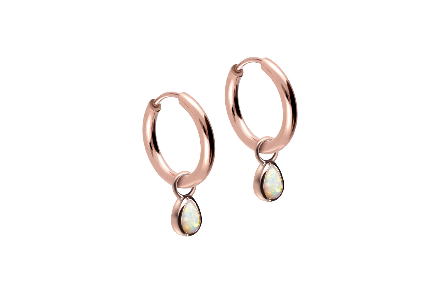 Chirurgenstahl Ohrclicker Creolen SYNTHETISCHER OPALTROPFEN von Piercingline